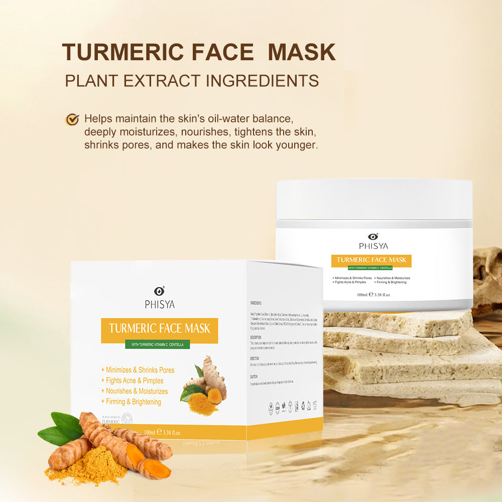 PHISYA Turmeric Clay Face Mask – Pore-Refining & Firming Treatment with Botanical Extracts for Clear, Radiant Skin PHISYA