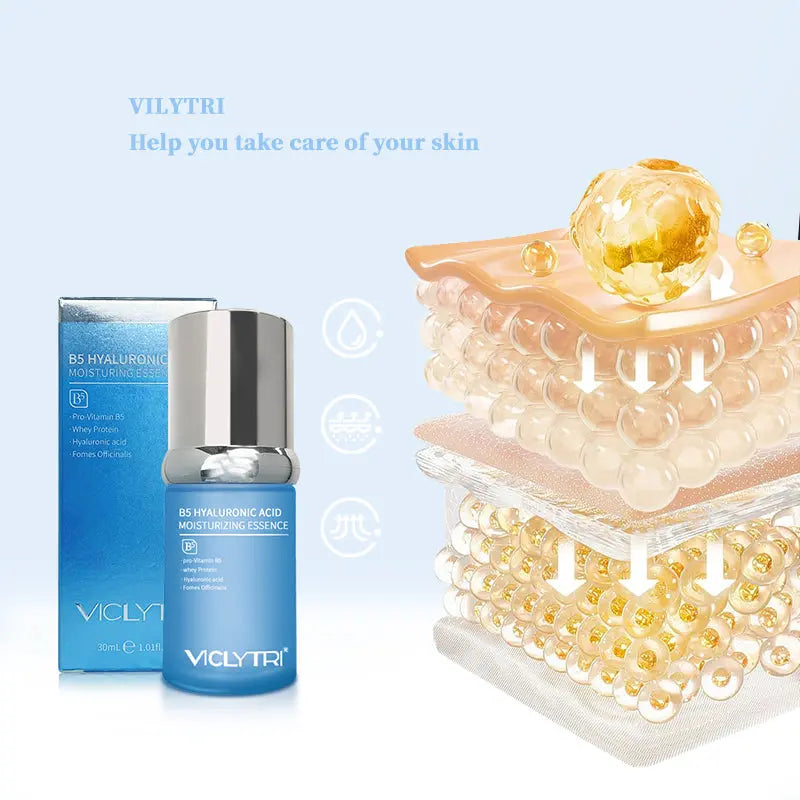 VICLYTRI B5 Hyaluronic Acid Moisturizing Essence – Advanced Repair Serum with Pro-Vitamin B5, Tocopherol & Hamamelis Virginiana Extract VICLYTRI
