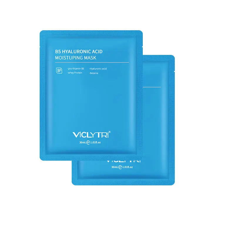 Experience deep hydration with VICLYTRI's B5 Hyaluronic Acid Face Mask, enriched with pro-vitamin B5 for plump, radiant skin.
