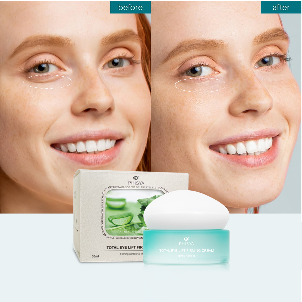 Transform your look with PHISYA Total Eye Lift Cream, an anti-aging solution enriched with Aloe Vera and Centella. Achieve brighter, youthful eyes!