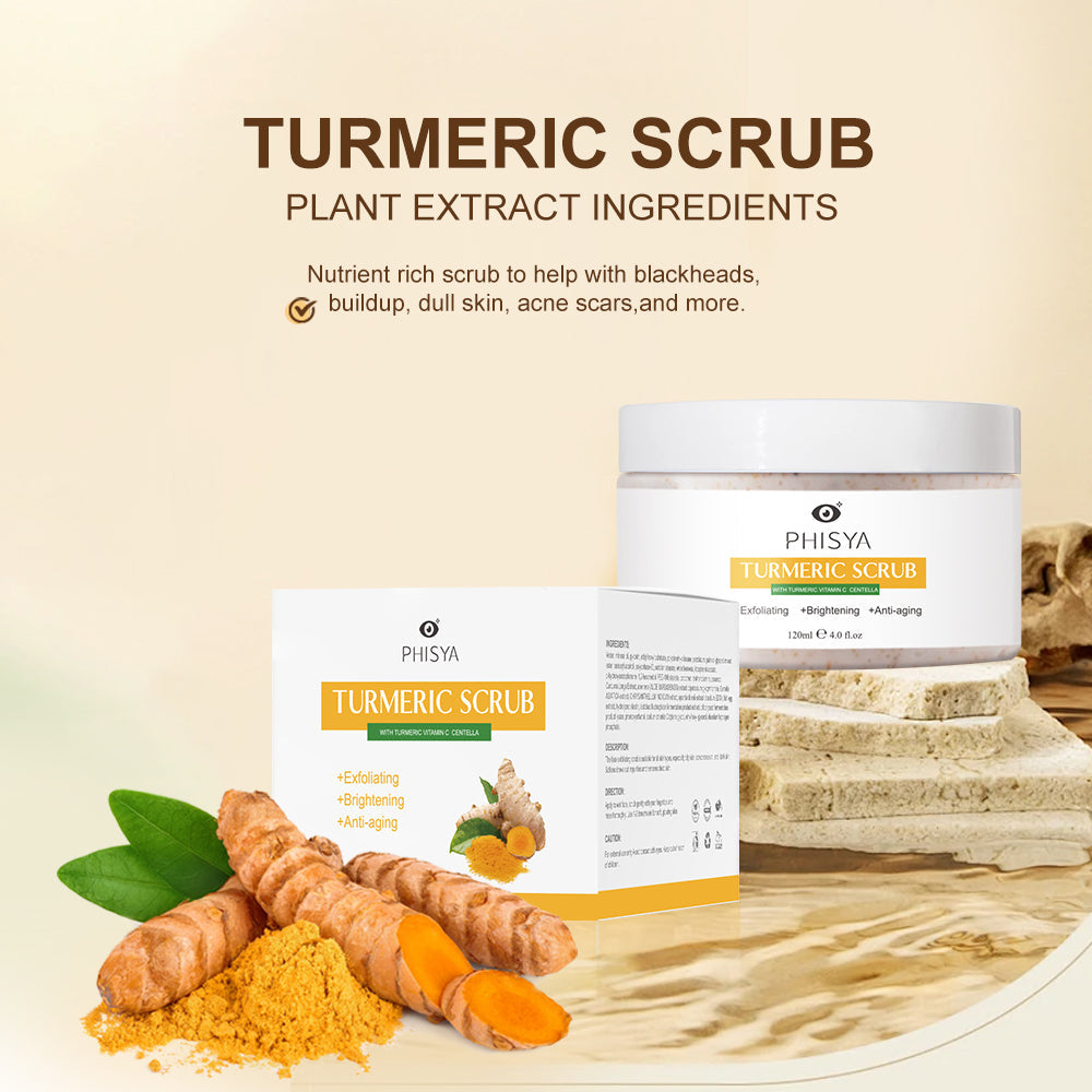 Revitalize your skin with PHISYA Turmeric Scrub! This brightening, anti-aging scrub enhances radiance and smoothness with natural ingredients.